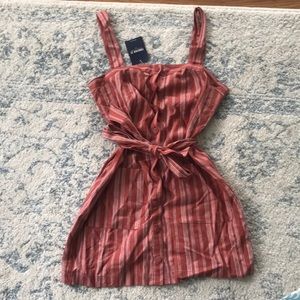 Burnt red button dress